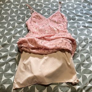 Coral lace dress full length adjustable straps